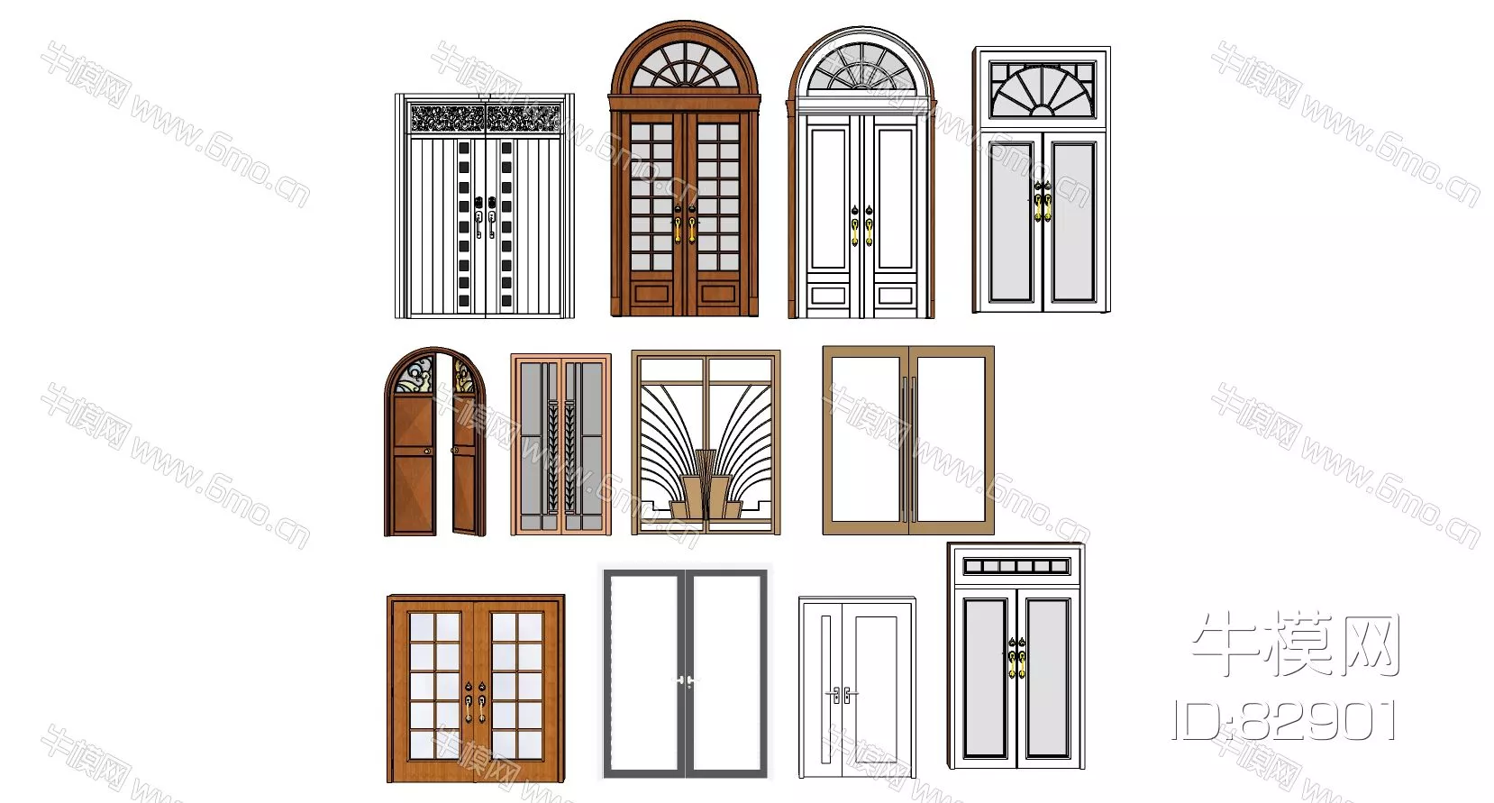 MODERN DOOR AND WINDOWS - SKETCHUP 3D MODEL - VRAY - 82901