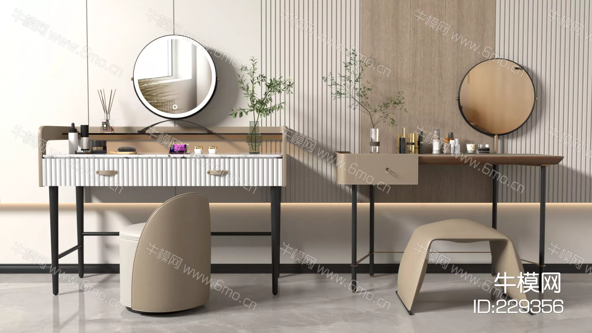 MODERN DRESSING TABLE - SKETCHUP 3D MODEL - VRAY - 229356