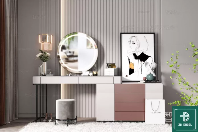 MODERN DRESSING TABLE - SKETCHUP 3D MODEL - VRAY OR ENSCAPE - ID07123