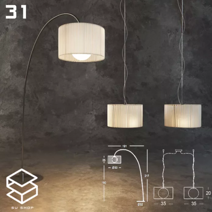 MODERN FLOOR LAMP - SKETCHUP 3D MODEL - VRAY OR ENSCAPE - ID07401