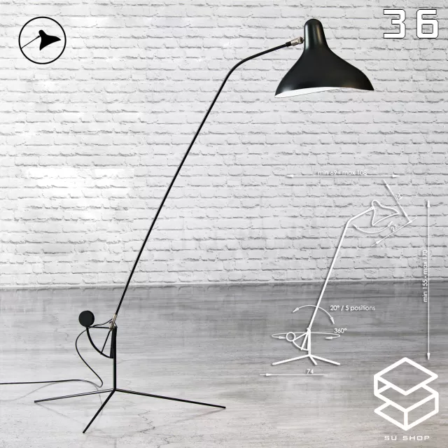 MODERN FLOOR LAMP - SKETCHUP 3D MODEL - VRAY OR ENSCAPE - ID07406