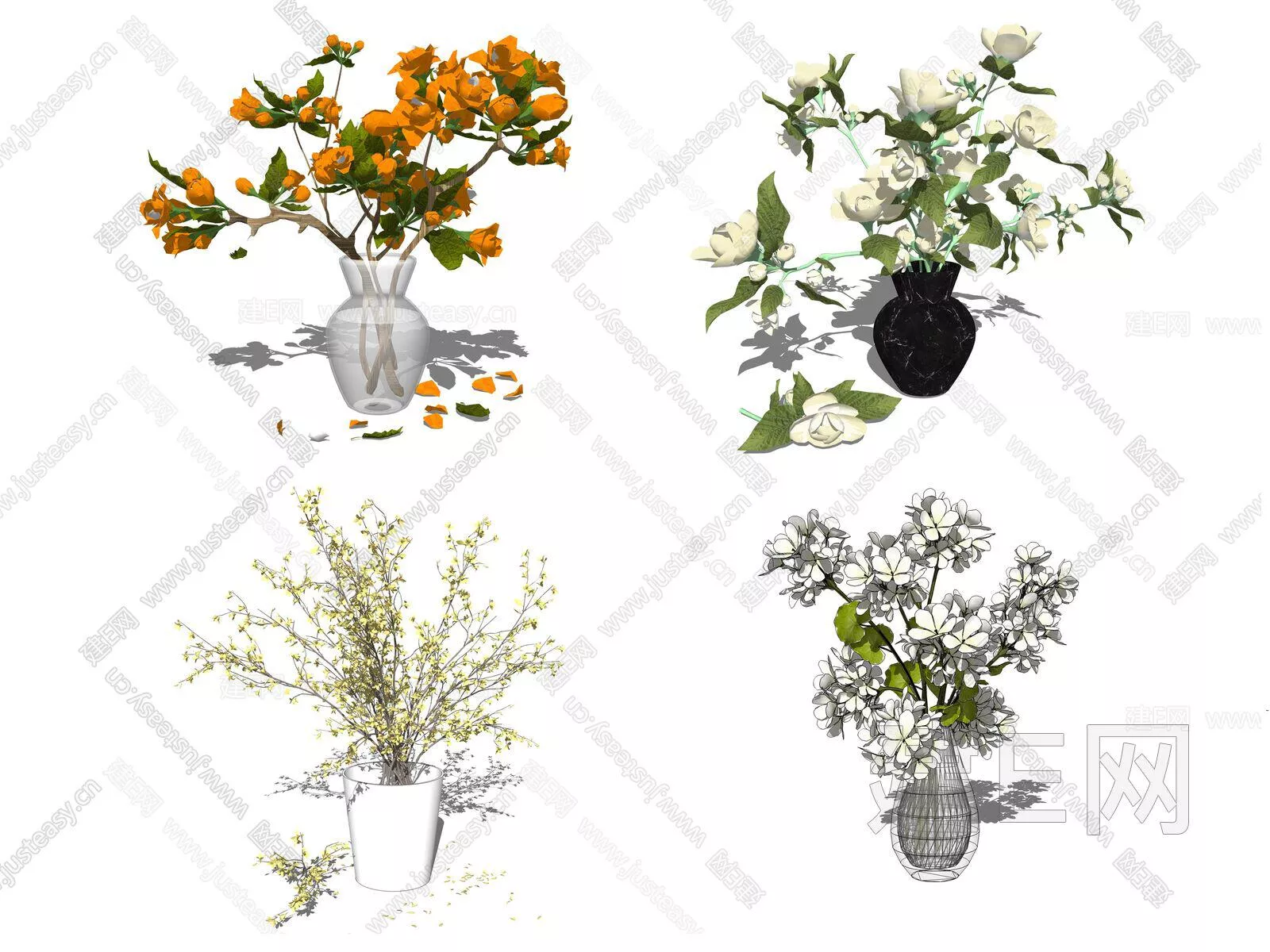MODERN FLORAL FLOWERS - SKETCHUP 3D MODEL - ENSCAPE - 109985814