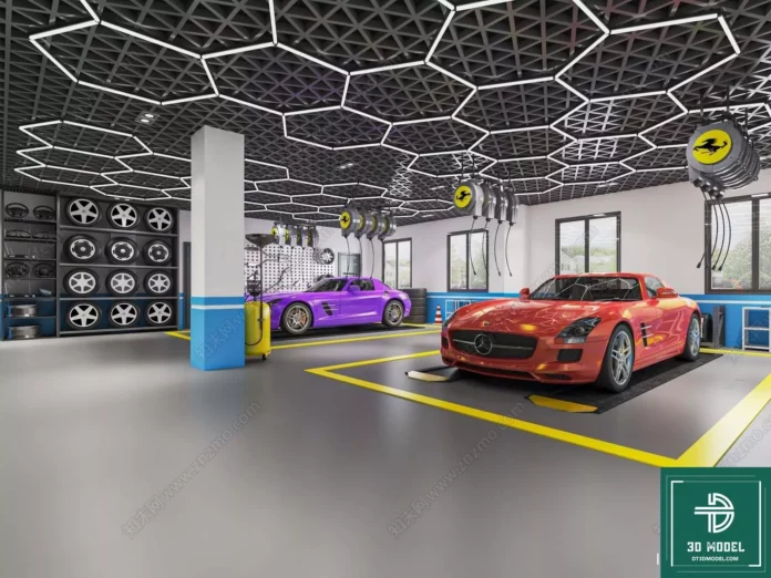 MODERN GARAGE AUTO - SKETCHUP 3D SCENE - VRAY OR ENSCAPE - ID07680