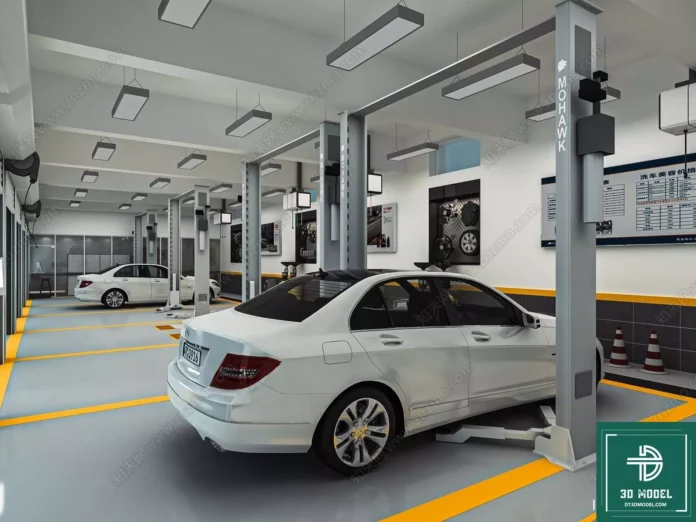 MODERN GARAGE AUTO - SKETCHUP 3D SCENE - VRAY OR ENSCAPE - ID07686