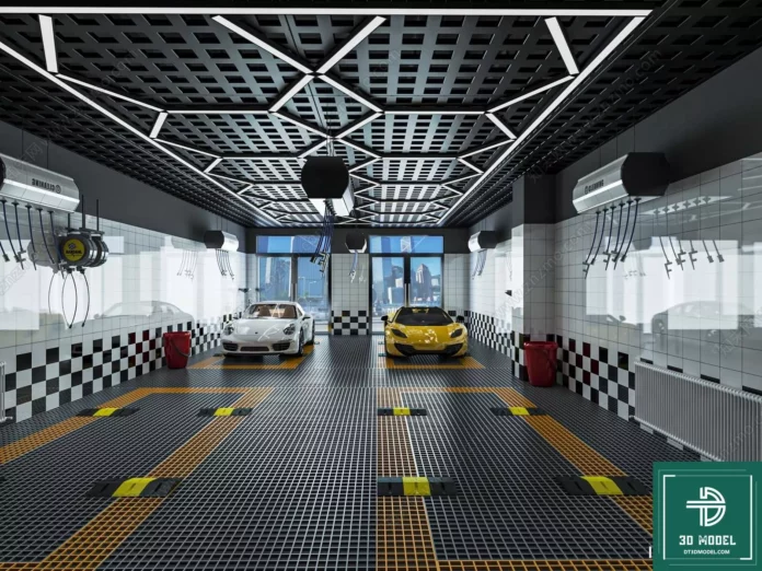 MODERN GARAGE AUTO - SKETCHUP 3D SCENE - VRAY OR ENSCAPE - ID07688