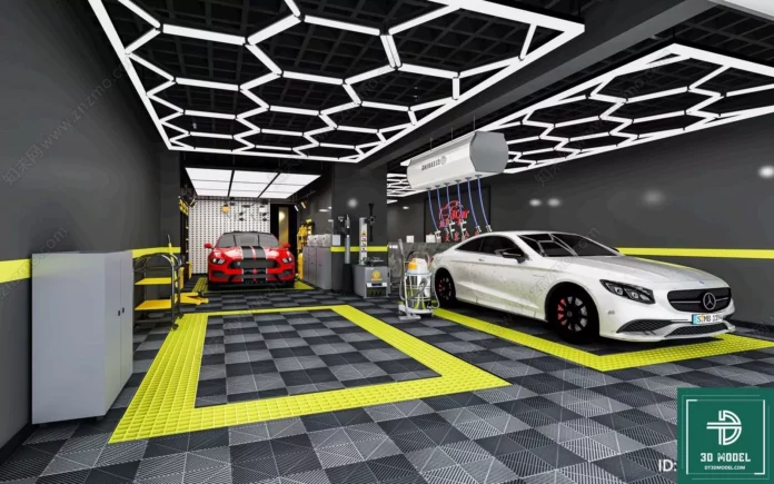 MODERN GARAGE AUTO - SKETCHUP 3D SCENE - VRAY OR ENSCAPE - ID07689