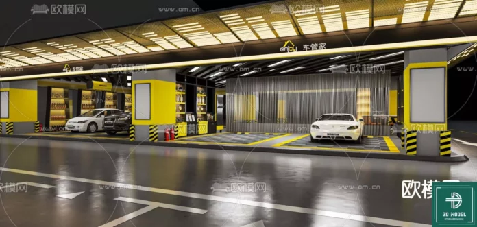 MODERN GARAGE AUTO - SKETCHUP 3D SCENE - VRAY OR ENSCAPE - ID07711