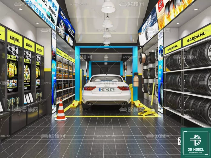 MODERN GARAGE AUTO - SKETCHUP 3D SCENE - VRAY OR ENSCAPE - ID07715