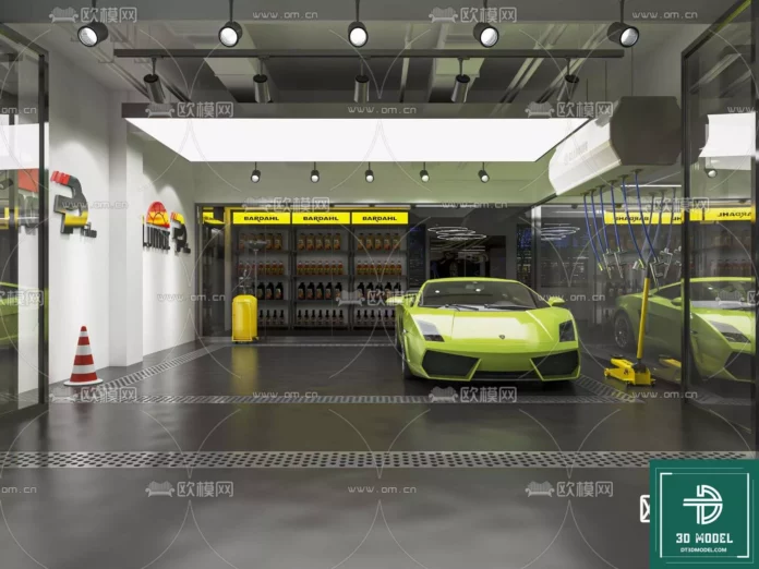 MODERN GARAGE AUTO - SKETCHUP 3D SCENE - VRAY OR ENSCAPE - ID07727