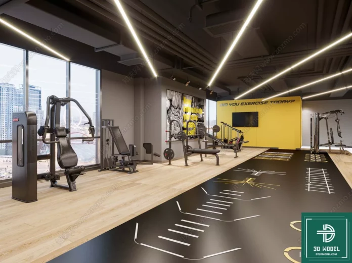 MODERN GYM - SKETCHUP 3D SCENE - VRAY OR ENSCAPE - ID07771