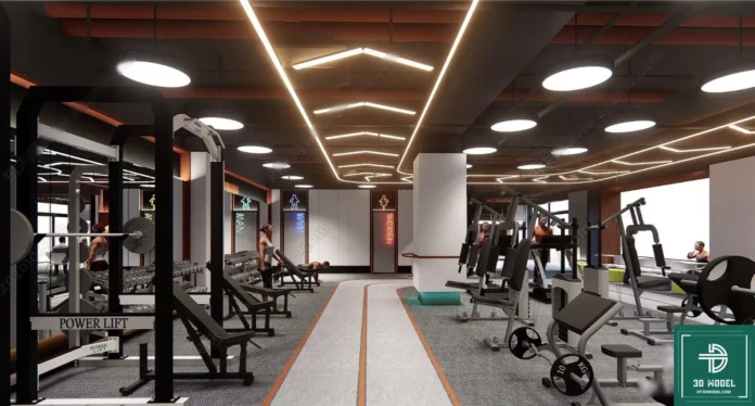 MODERN GYM - SKETCHUP 3D SCENE - VRAY OR ENSCAPE - ID07809