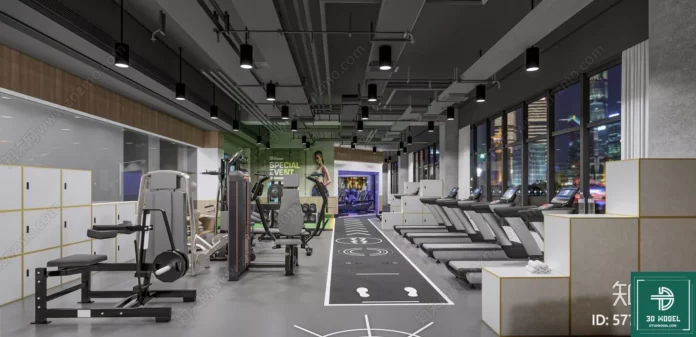 MODERN GYM - SKETCHUP 3D SCENE - VRAY OR ENSCAPE - ID07812