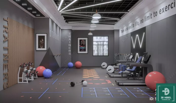 MODERN GYM - SKETCHUP 3D SCENE - VRAY OR ENSCAPE - ID07813