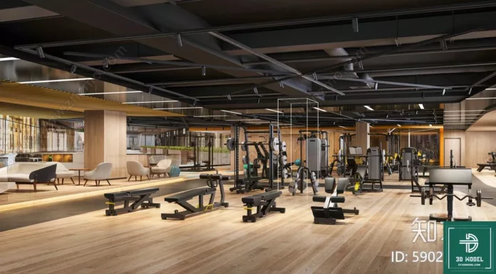 MODERN GYM - SKETCHUP 3D SCENE - VRAY OR ENSCAPE - ID07815