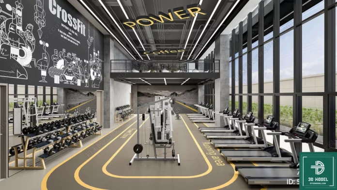 MODERN GYM - SKETCHUP 3D SCENE - VRAY OR ENSCAPE - ID07818