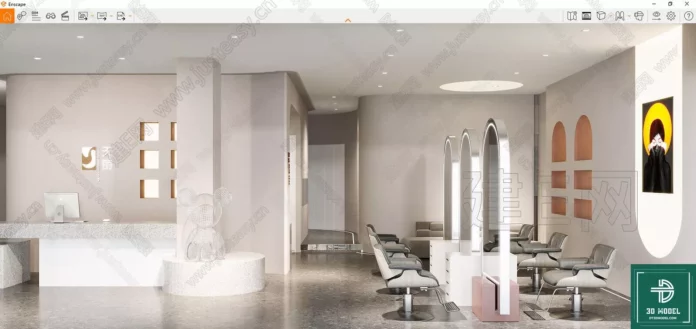 MODERN HAIR SALON - SKETCHUP 3D SCENE - VRAY OR ENSCAPE - ID07860