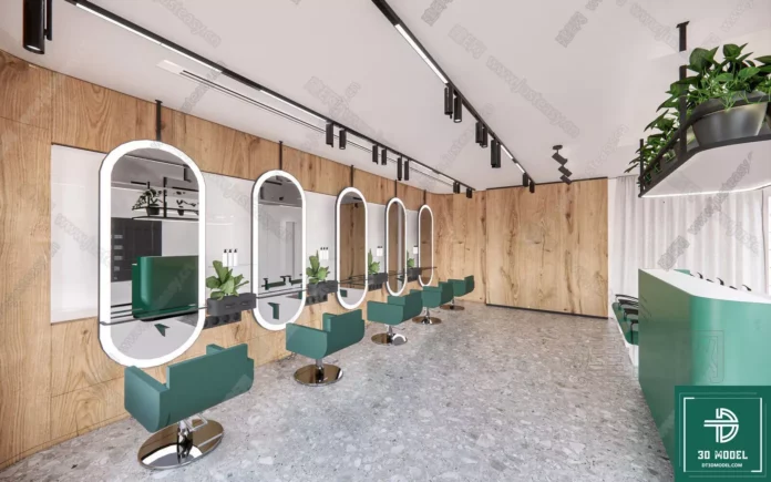 MODERN HAIR SALON - SKETCHUP 3D SCENE - VRAY OR ENSCAPE - ID07876