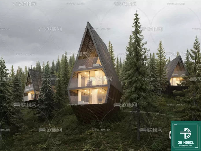 MODERN HOMESTAY EXTERIOR - SKETCHUP 3D SCENE - VRAY OR ENSCAPE - ID08119