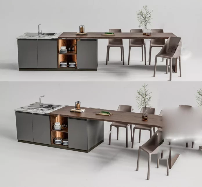 MODERN KITCHEN BAR - SKETCHUP 3D SCENE - VRAY OR ENSCAPE - ID09661