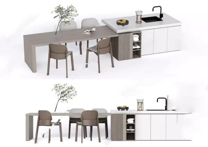 MODERN KITCHEN BAR - SKETCHUP 3D SCENE - VRAY OR ENSCAPE - ID09664