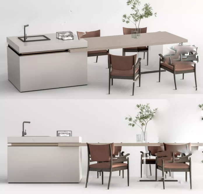 MODERN KITCHEN BAR - SKETCHUP 3D SCENE - VRAY OR ENSCAPE - ID09666