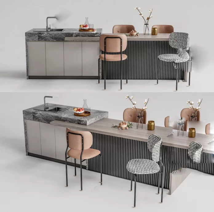 MODERN KITCHEN BAR - SKETCHUP 3D SCENE - VRAY OR ENSCAPE - ID09669