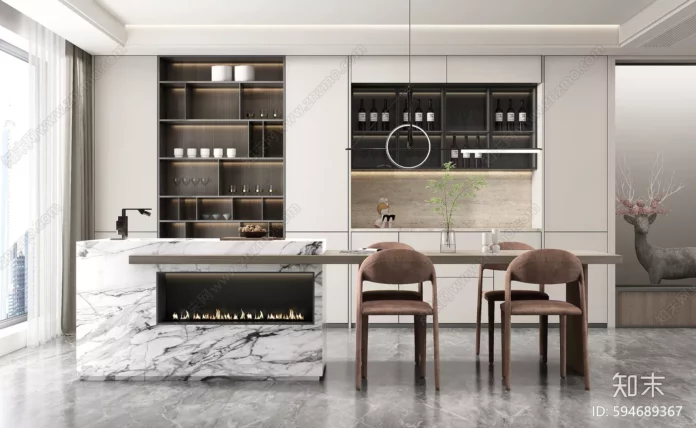 MODERN KITCHEN BAR - SKETCHUP 3D SCENE - VRAY OR ENSCAPE - ID09703