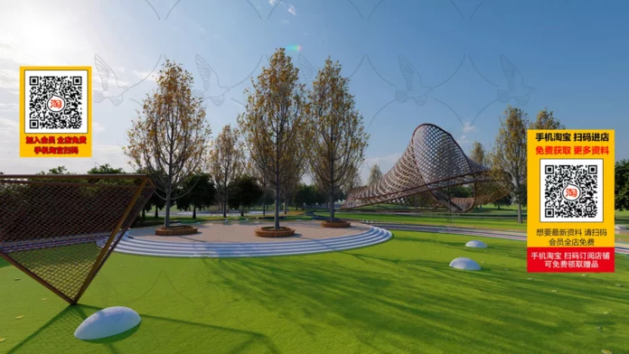 MODERN LANDSCAPE PARK - SKETCHUP 3D SCENE - LUMION - ID09800