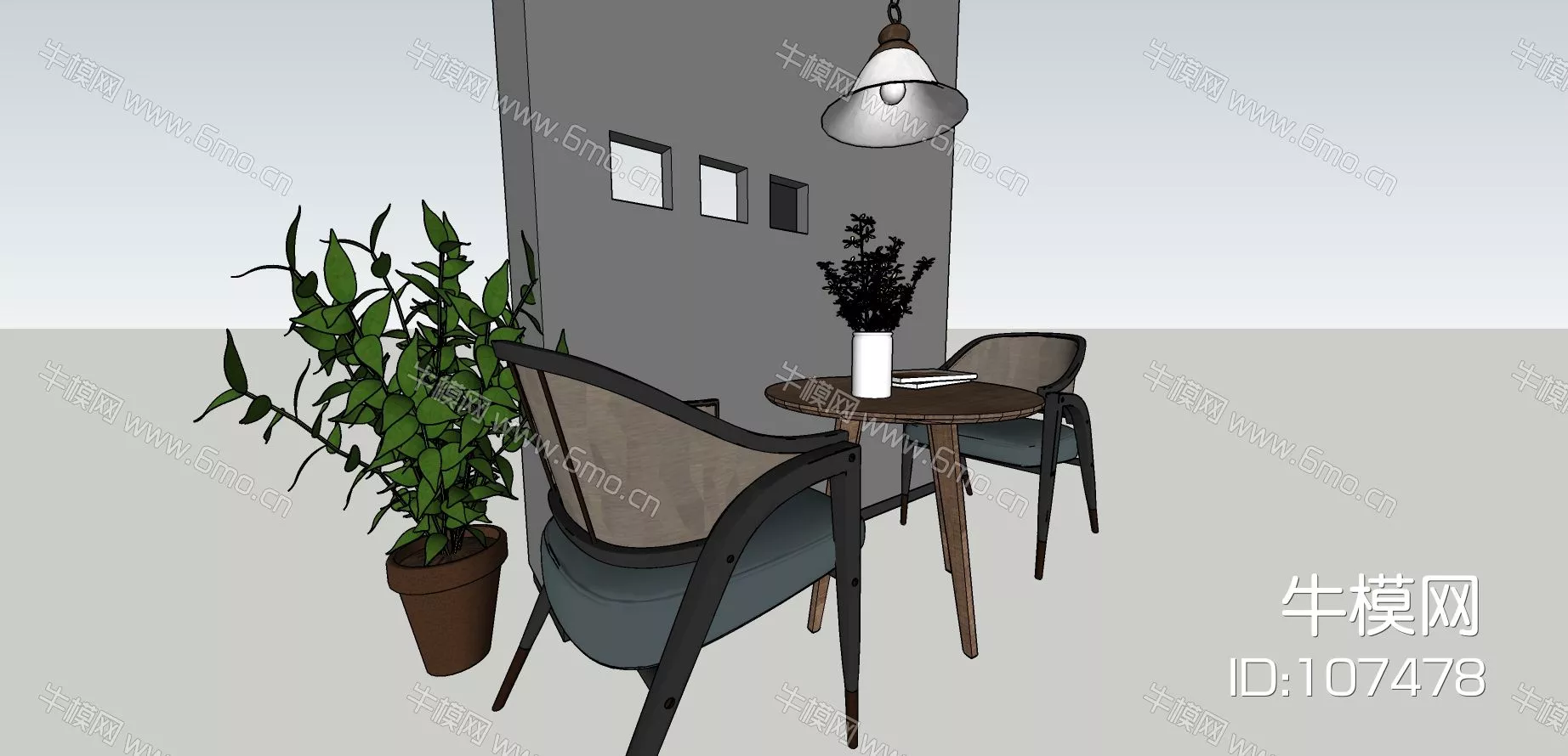 MODERN LEISURE TABLE SET - SKETCHUP 3D MODEL - ENSCAPE - 107478