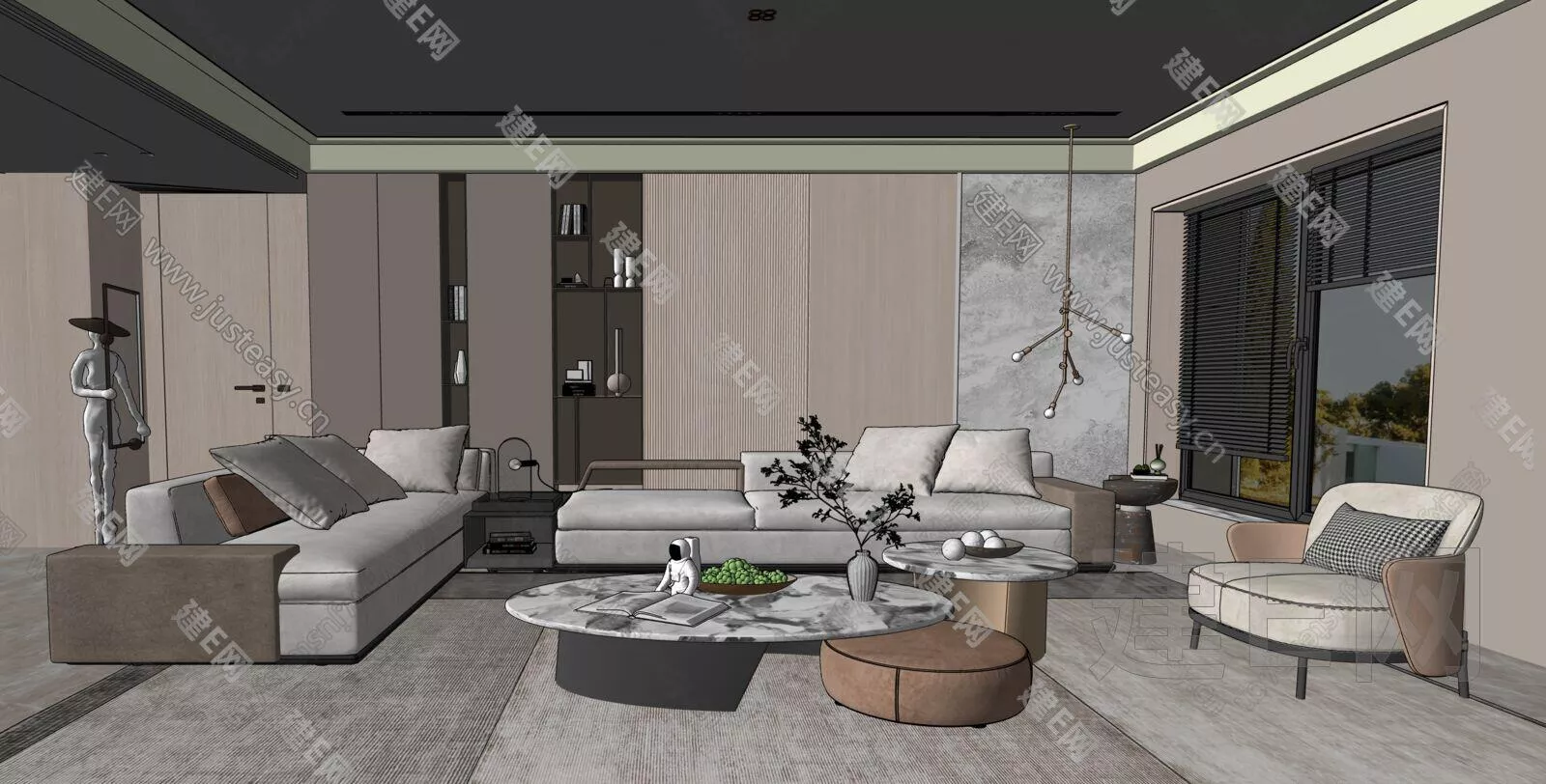 MODERN LIVING ROOM - SKETCHUP 3D SCENE - ENSCAPE - 105006172