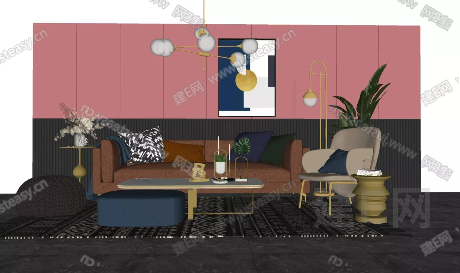 MODERN LIVING ROOM - SKETCHUP 3D SCENE - ENSCAPE - 110118390