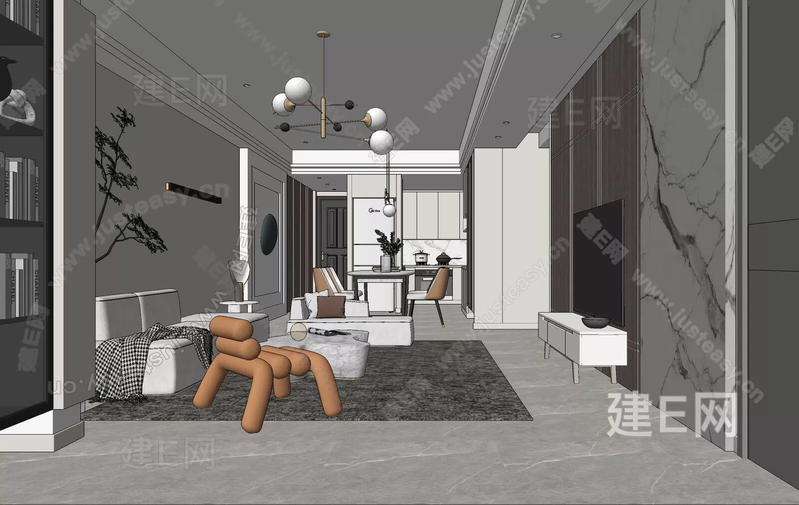 MODERN LIVING ROOM - SKETCHUP 3D SCENE - ENSCAPE - 114902482