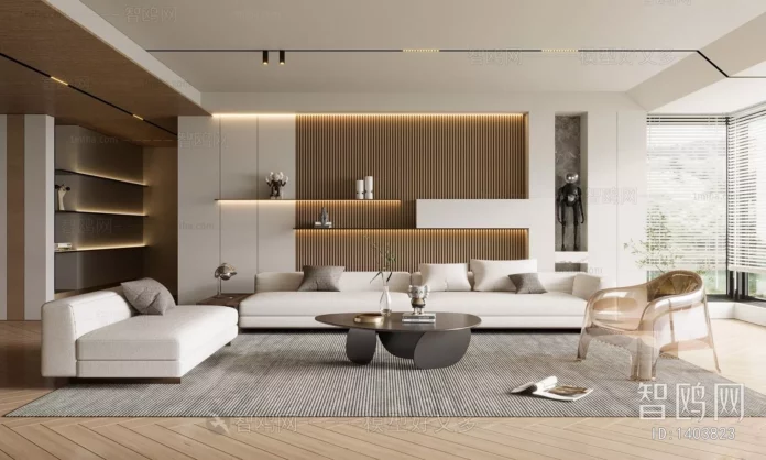 MODERN LIVING ROOM - SKETCHUP 3D SCENE - VRAY OR ENSCAPE - ID10278