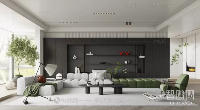 MODERN LIVING ROOM - SKETCHUP 3D SCENE - VRAY OR ENSCAPE - ID10315