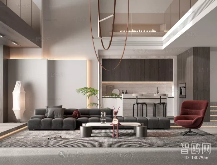 MODERN LIVING ROOM - SKETCHUP 3D SCENE - VRAY OR ENSCAPE - ID10323