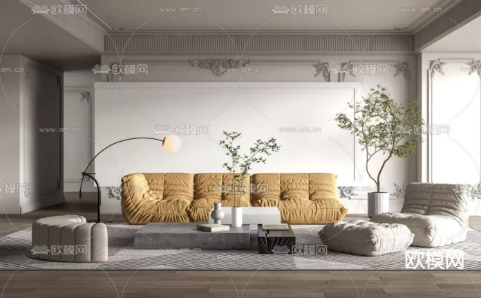 MODERN LIVING ROOM - SKETCHUP 3D SCENE - VRAY OR ENSCAPE - ID10348