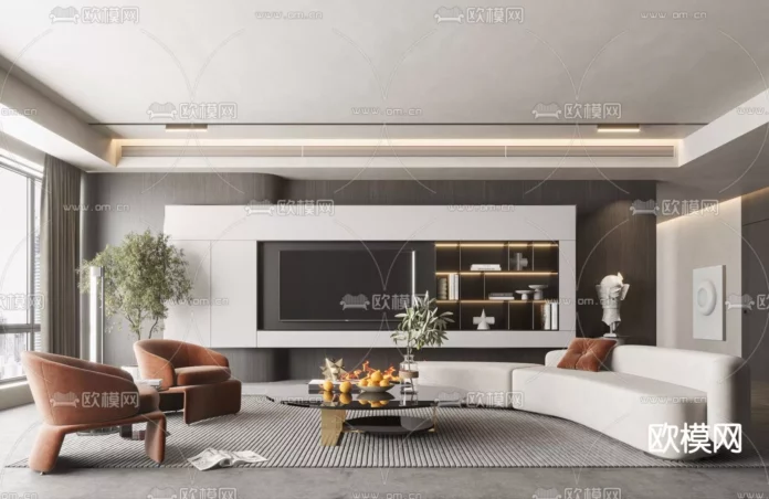 MODERN LIVING ROOM - SKETCHUP 3D SCENE - VRAY OR ENSCAPE - ID10353