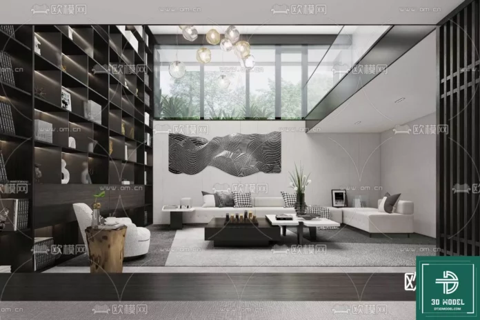 MODERN LIVING ROOM - SKETCHUP 3D SCENE - VRAY OR ENSCAPE - ID10529