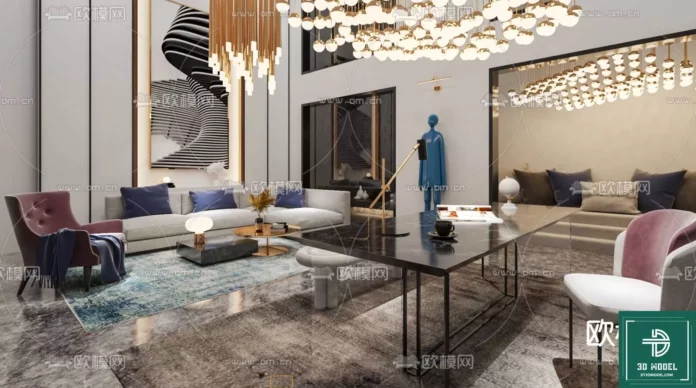 MODERN LIVING ROOM - SKETCHUP 3D SCENE - VRAY OR ENSCAPE - ID10540