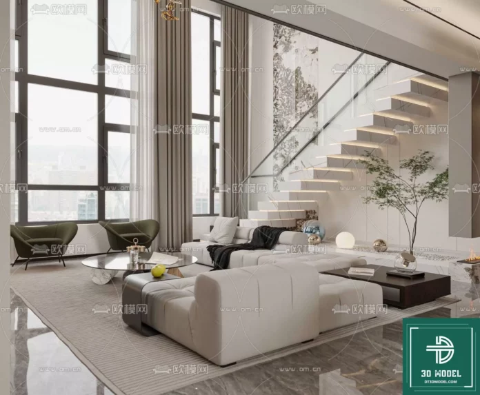 MODERN LIVING ROOM - SKETCHUP 3D SCENE - VRAY OR ENSCAPE - ID10541