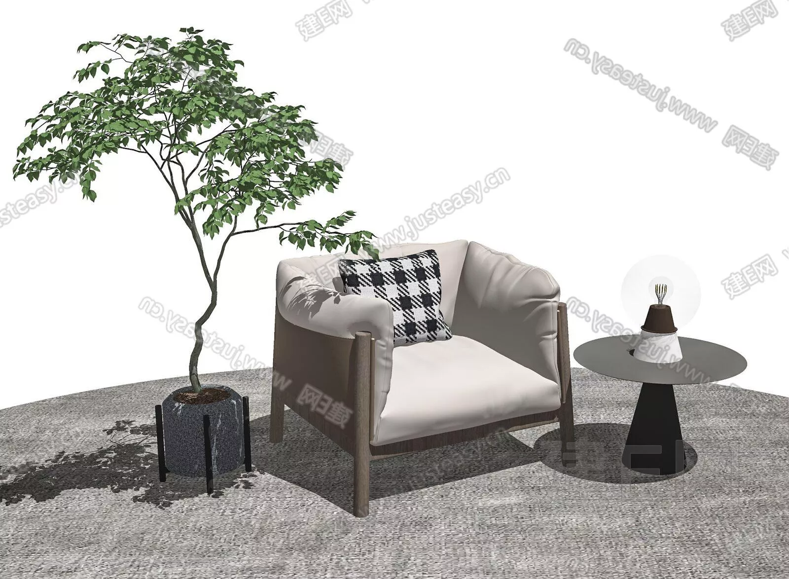 MODERN LOUNGLE CHAIR - SKETCHUP 3D MODEL - ENSCAPE - 102122868