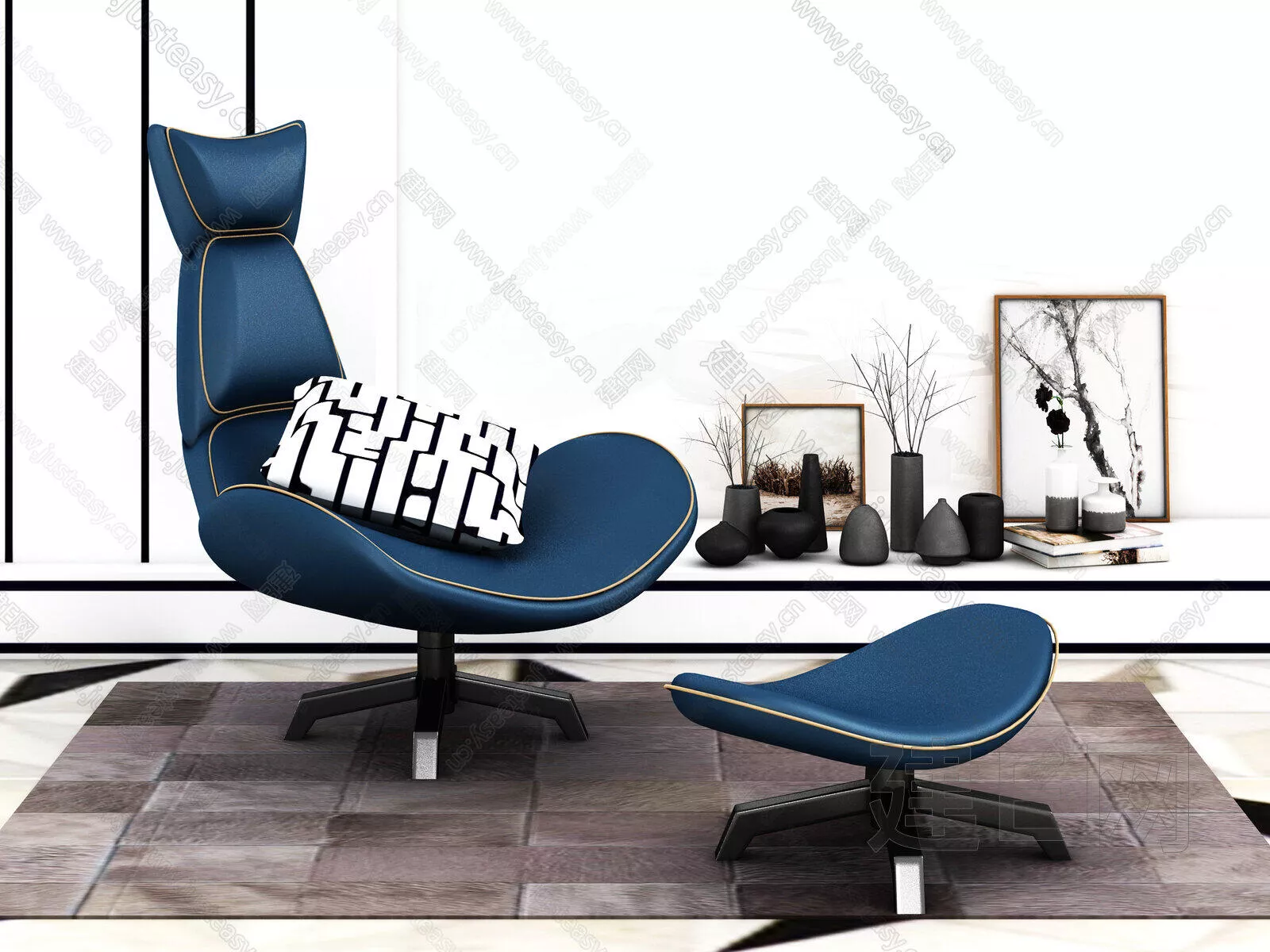 MODERN LOUNGLE CHAIR - SKETCHUP 3D MODEL - ENSCAPE - 112217529