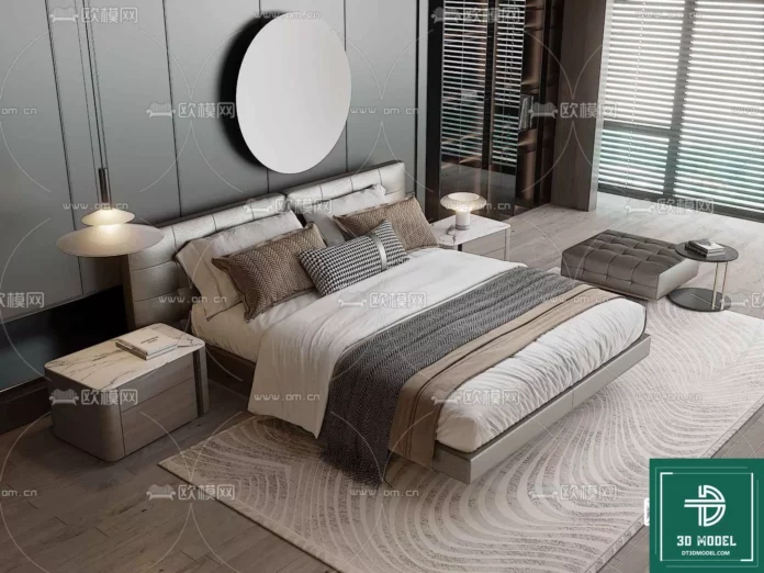 MODERN MINOTTI BED - SKETCHUP 3D MODEL - VRAY OR ENSCAPE - ID10966