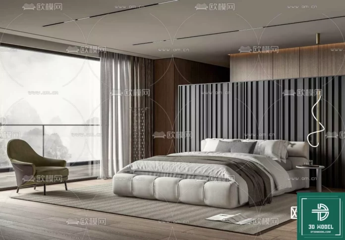 MODERN MINOTTI BED - SKETCHUP 3D MODEL - VRAY OR ENSCAPE - ID10971