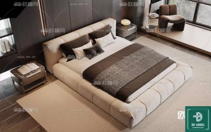 MODERN MINOTTI BED - SKETCHUP 3D MODEL - VRAY OR ENSCAPE - ID10992