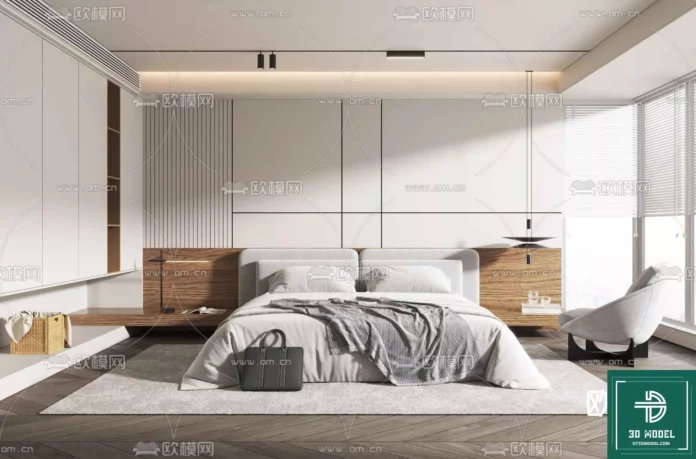MODERN MINOTTI BED - SKETCHUP 3D MODEL - VRAY OR ENSCAPE - ID11033