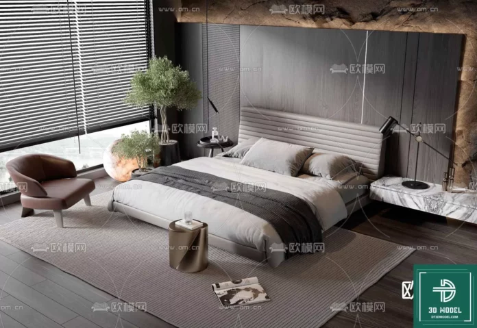 MODERN MINOTTI BED - SKETCHUP 3D MODEL - VRAY OR ENSCAPE - ID11036