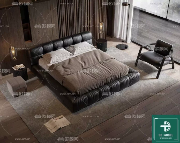 MODERN MINOTTI BED - SKETCHUP 3D MODEL - VRAY OR ENSCAPE - ID11041