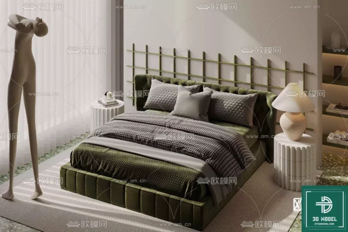 MODERN MINOTTI BED - SKETCHUP 3D MODEL - VRAY OR ENSCAPE - ID11052