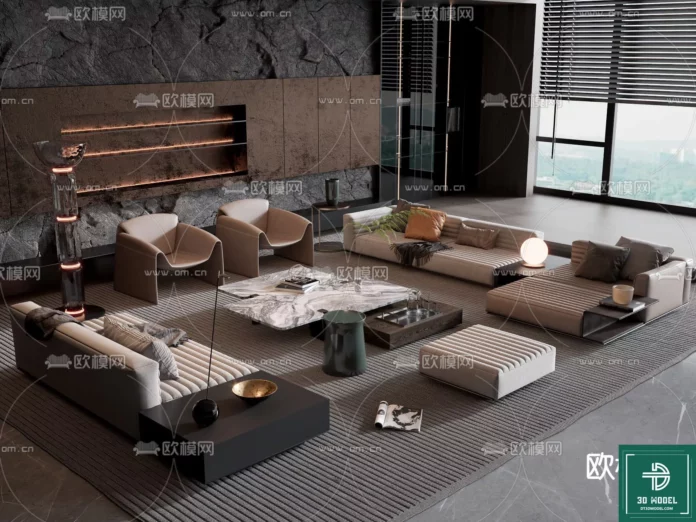 MODERN MINOTTI SOFA - SKETCHUP 3D MODEL - VRAY OR ENSCAPE - ID11056